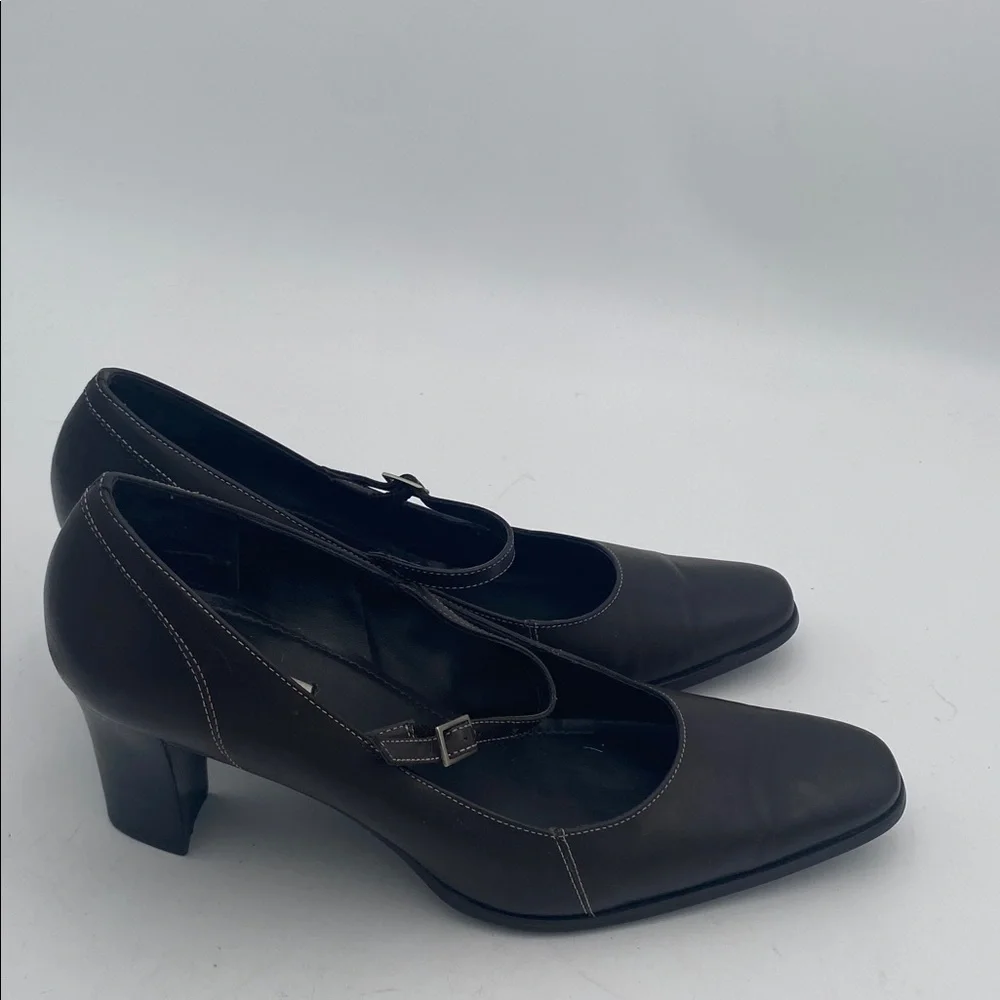 LOFT Women's Dark Brown Heels Mary Jane women shoe 9M leather casual office Y2K